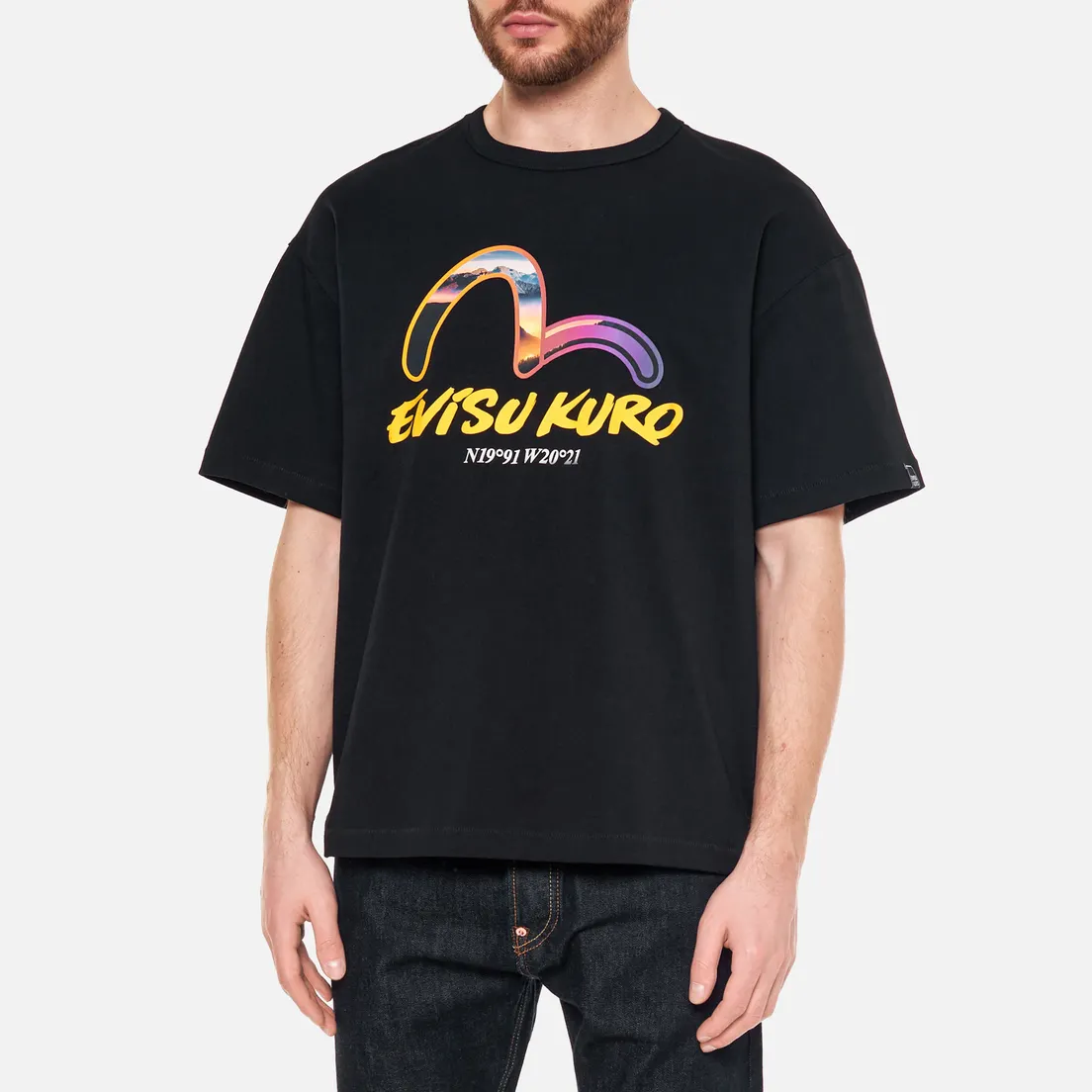 Evisu Мужская футболка Evisukuro Twilight Seagull Oversized