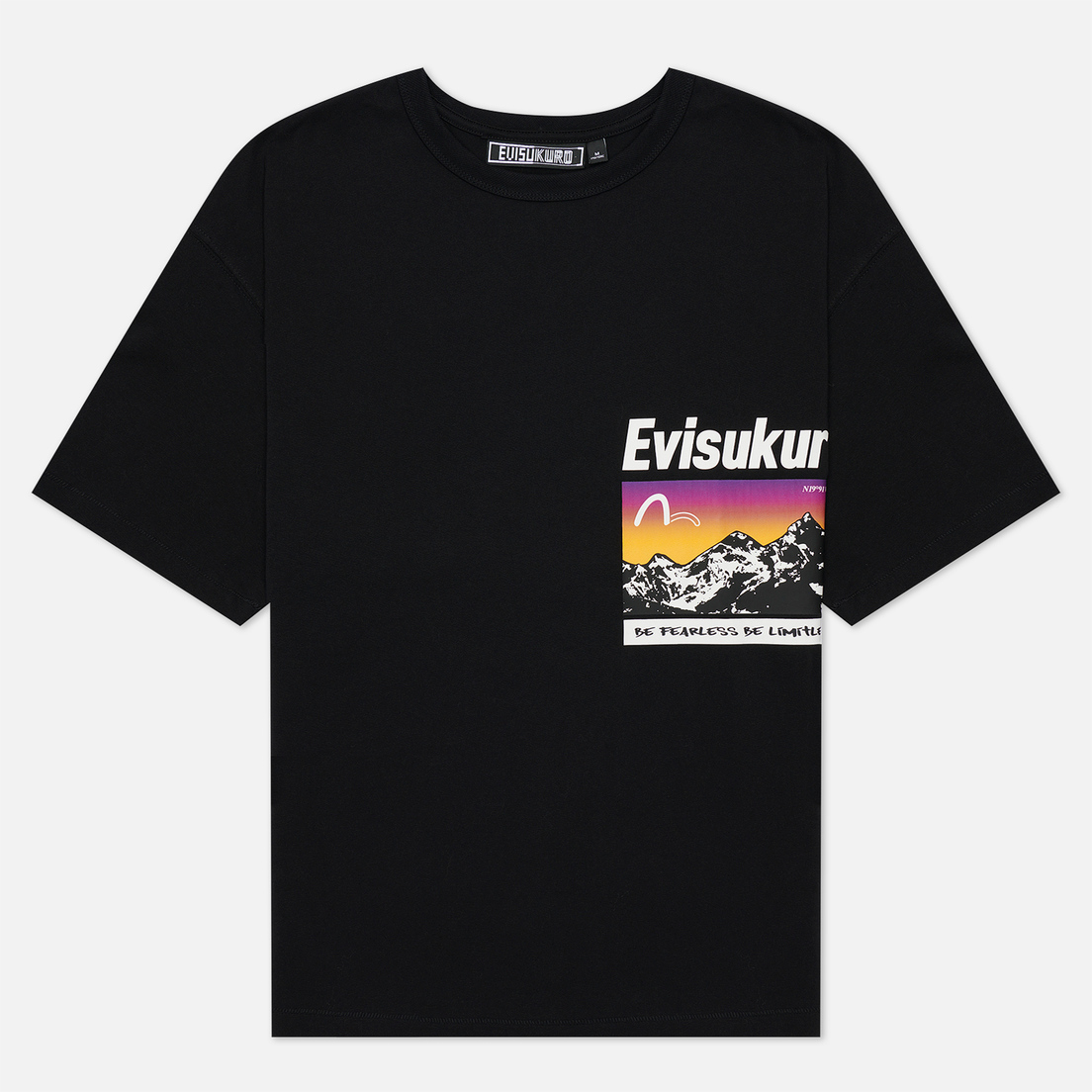 Evisu Мужская футболка Evisukuro Printed Multi Badges Oversized