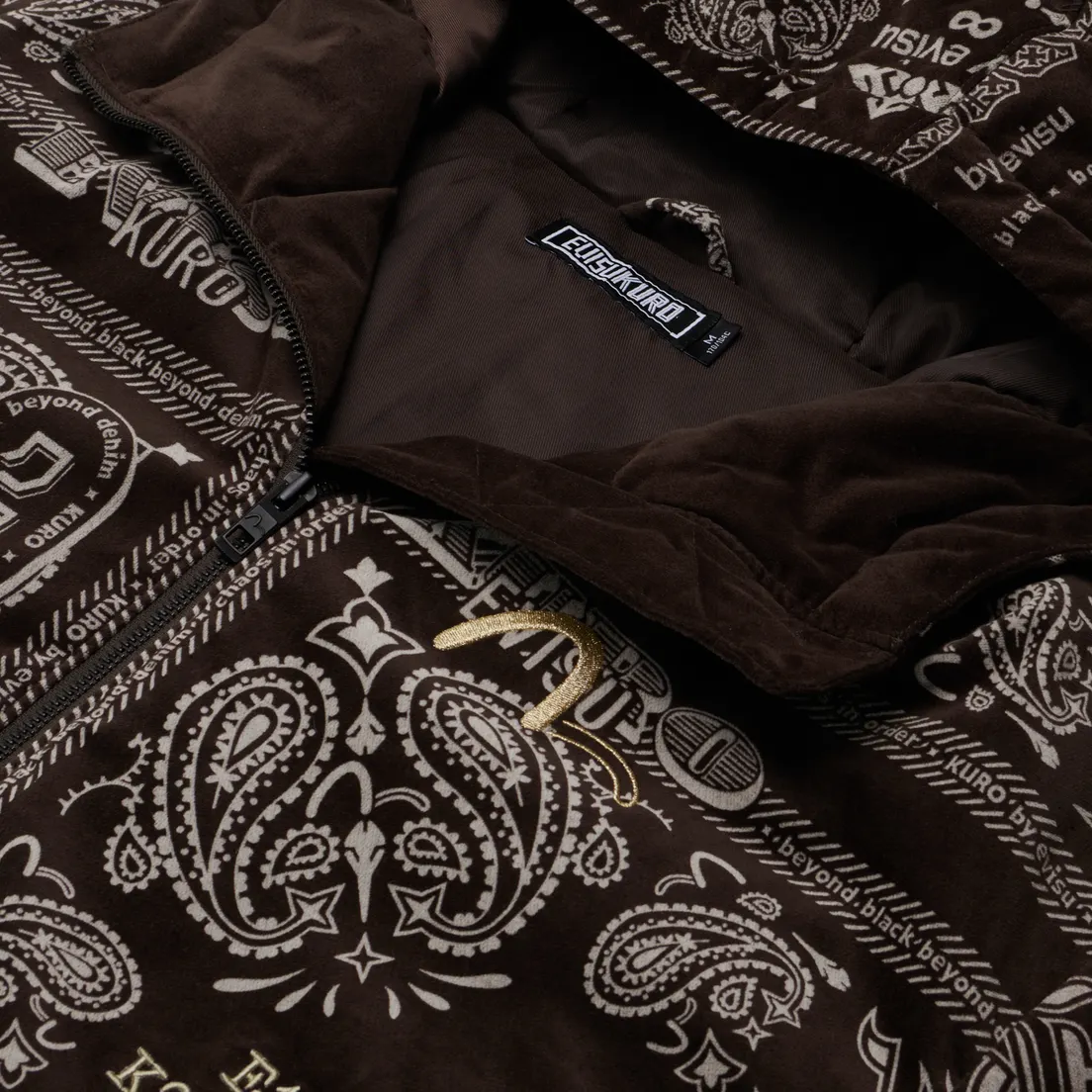 Evisu Мужской пуховик All Over Paisley Print Velvet Hooded Down