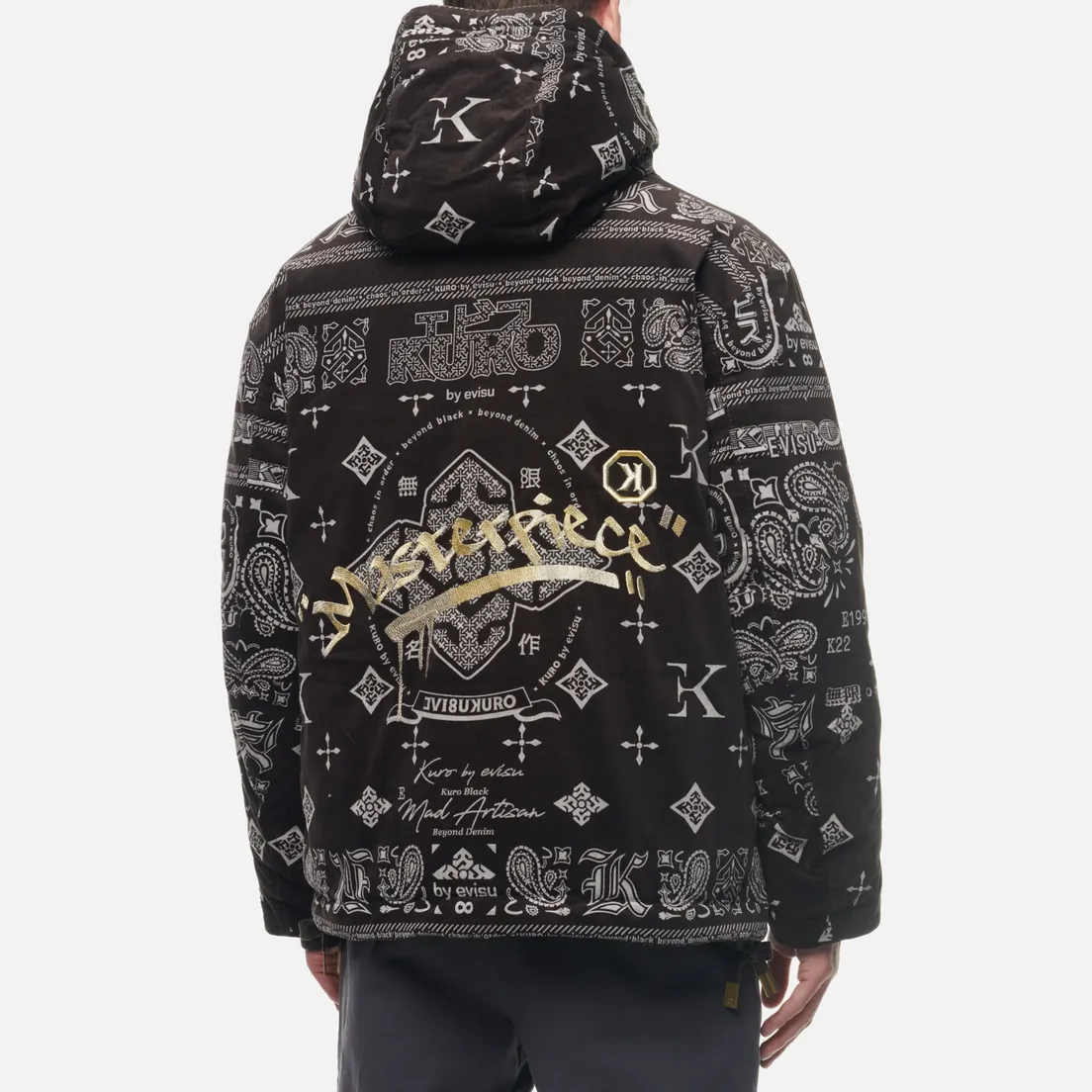 Evisu Мужской пуховик All Over Paisley Print Velvet Hooded Down