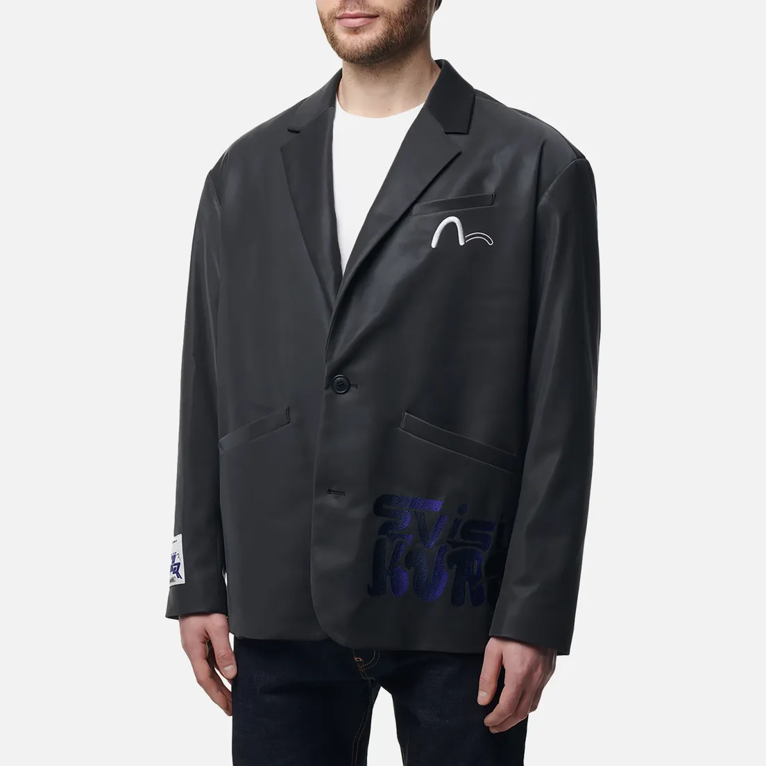 Evisu Мужской пиджак Evisukuro Oversized Padded Satin Leather