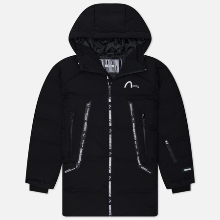 фото Мужской пуховик evisu evisukuro seamless hooded down, цвет чёрный, размер s