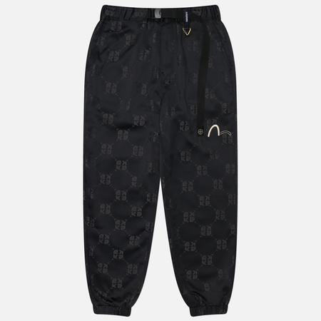 фото Мужские брюки evisu evisukuro ao monogram jacquard joggers, цвет чёрный, размер s