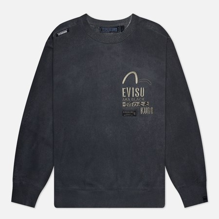 фото Мужская толстовка evisu evisukuro spray dyed with monogram embroidered, цвет серый, размер s