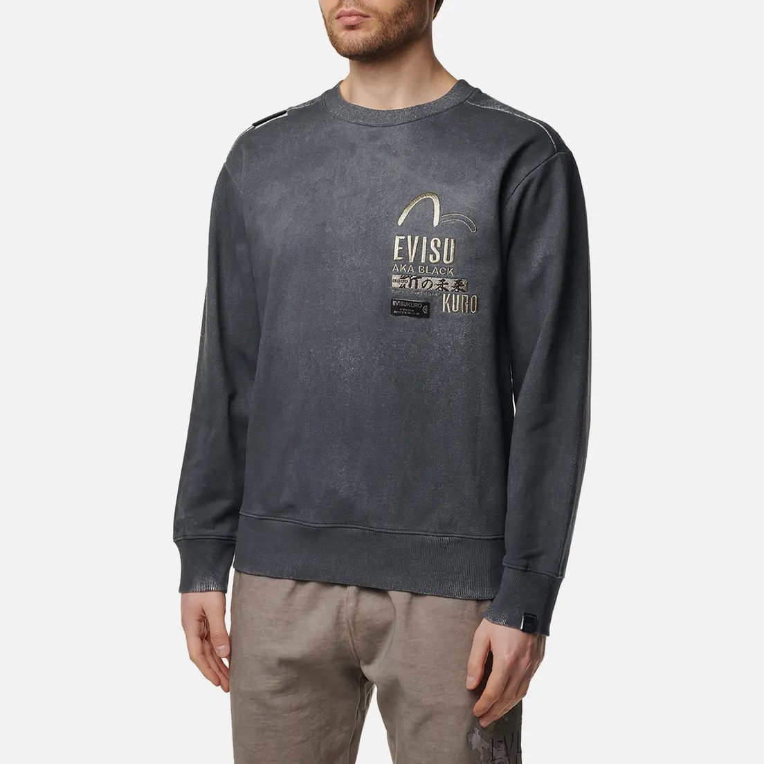 Evisu Мужская толстовка Evisukuro Spray Dyed With Monogram Embroidered