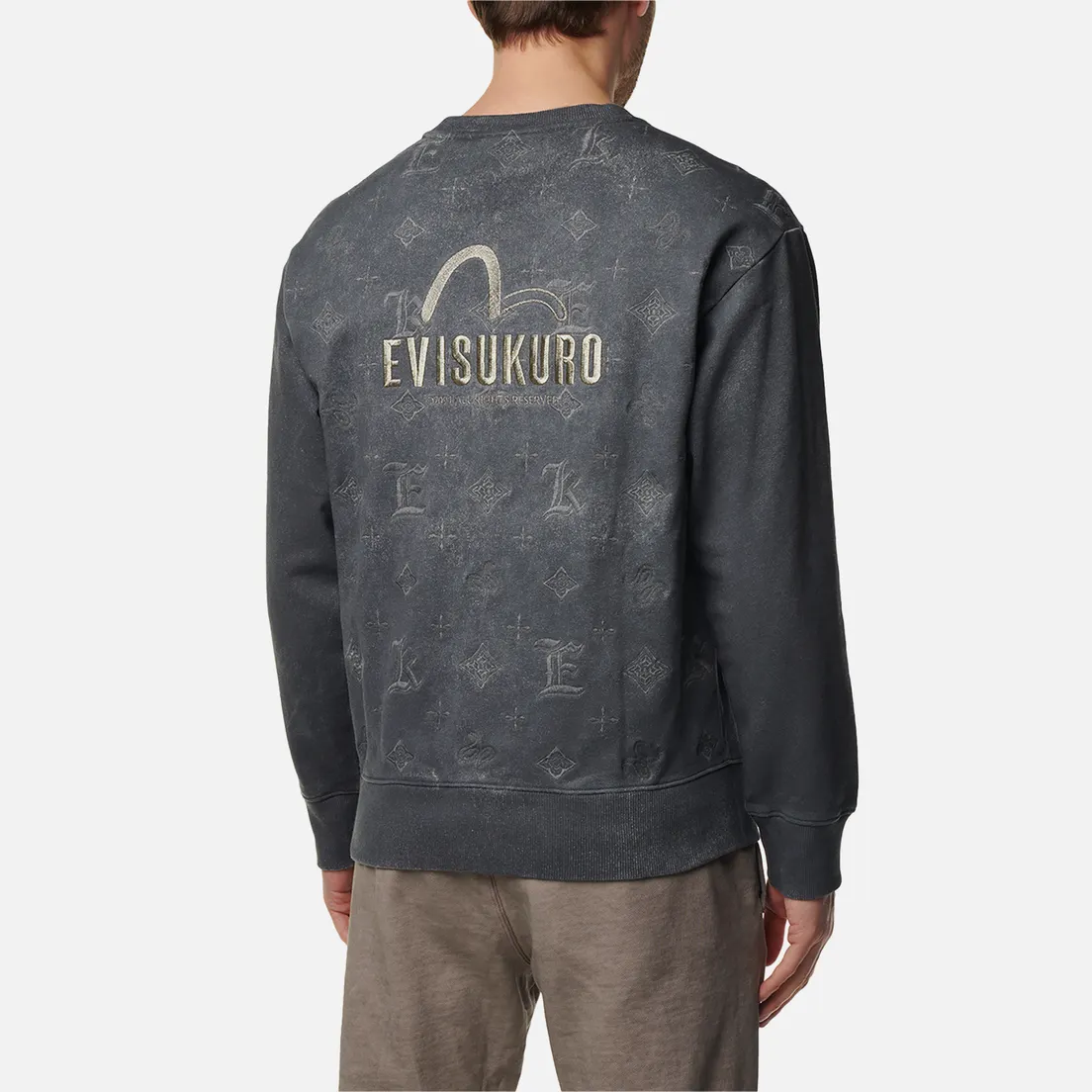 Evisu Мужская толстовка Evisukuro Spray Dyed With Monogram Embroidered