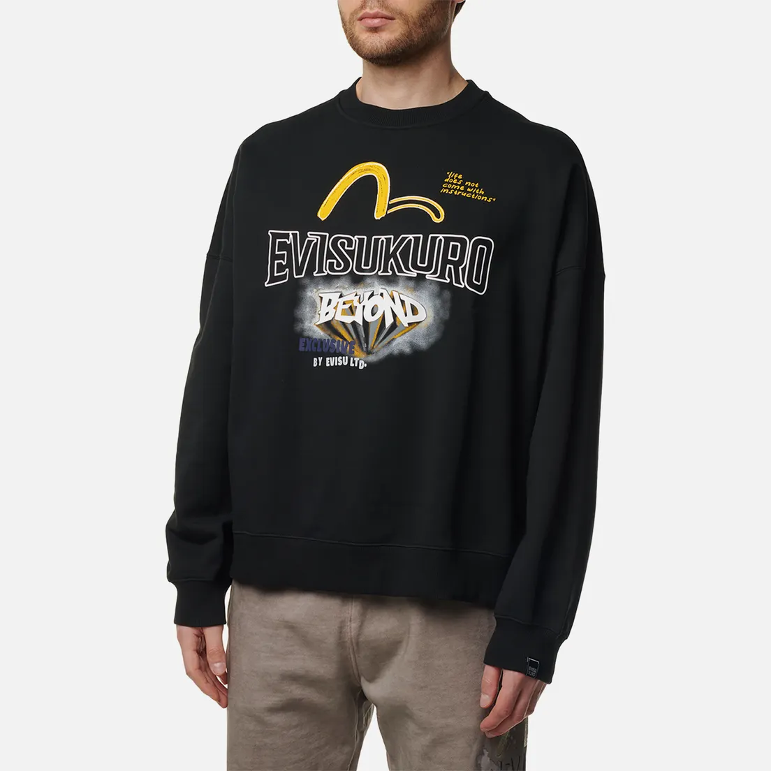 Evisu Мужская толстовка Evisukuro Multi Logo Crew Neck