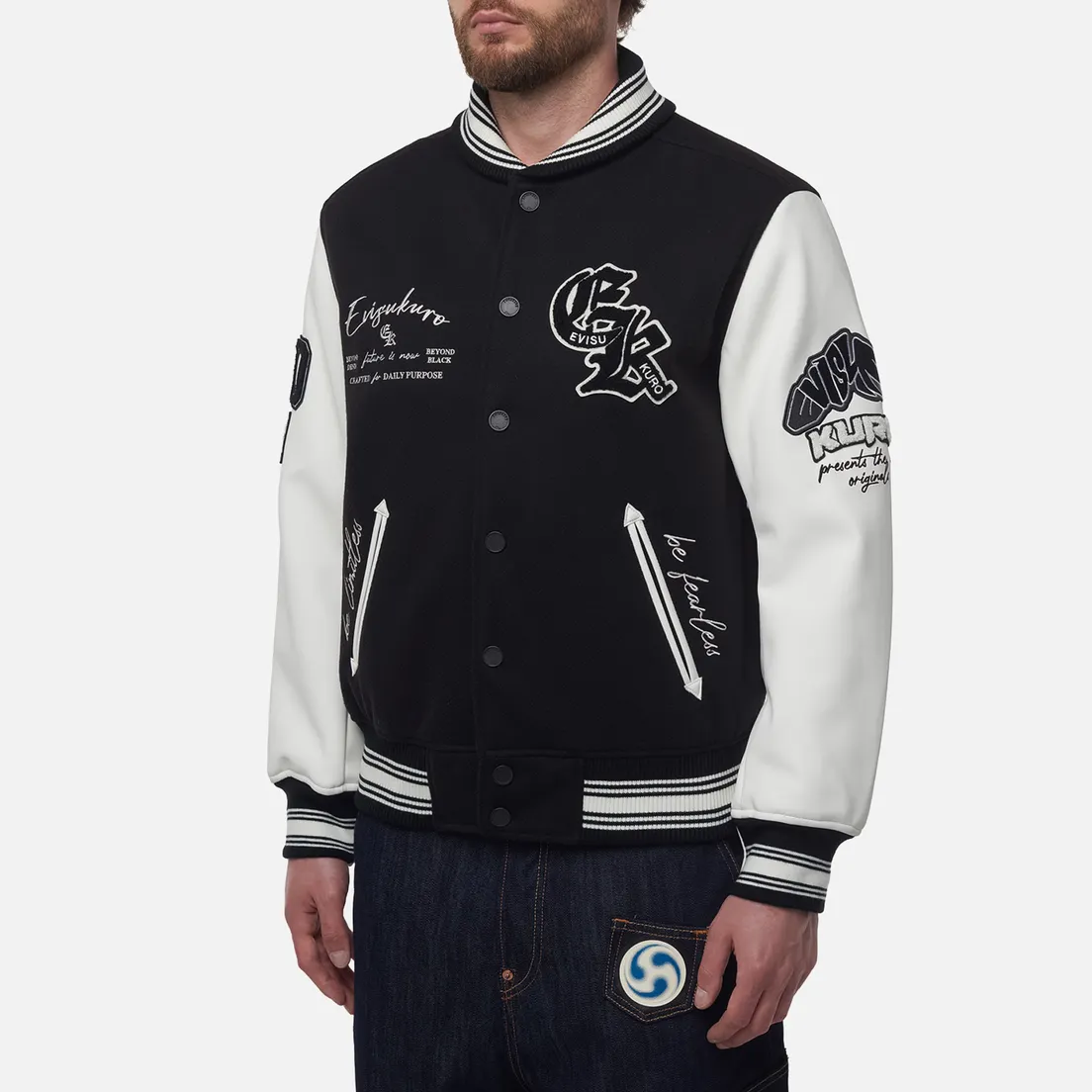 Evisu Мужская куртка бомбер Evisukuro Multi Logo Padded Baseball