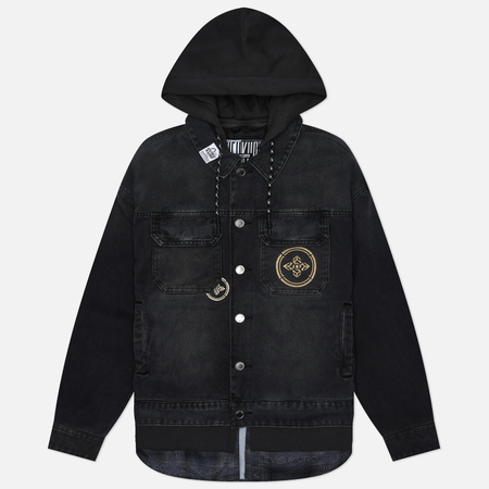 Мужская джинсовая куртка Evisu Evisukuro 3 In 1 Padded Trucker, цвет чёрный, размер XL