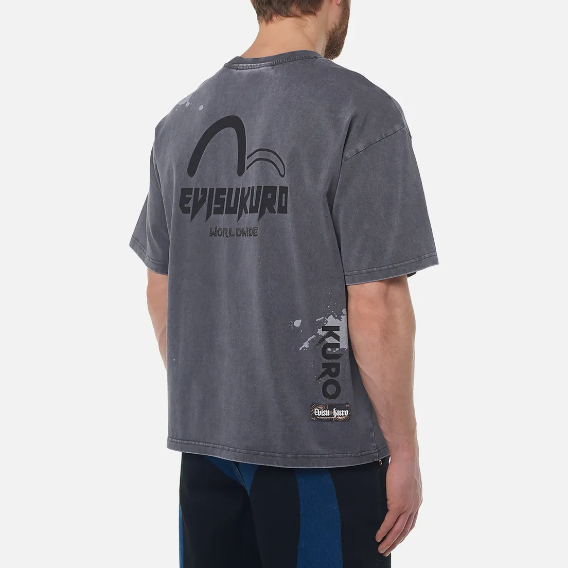 Evisu Мужская футболка Evisukuro Garment Dyed Paint Splatter