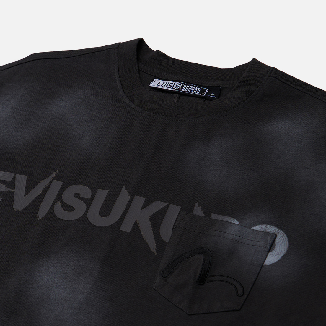 Evisu Мужская футболка Evisukuro Garment Dyed Calligraphy Logo Pocket