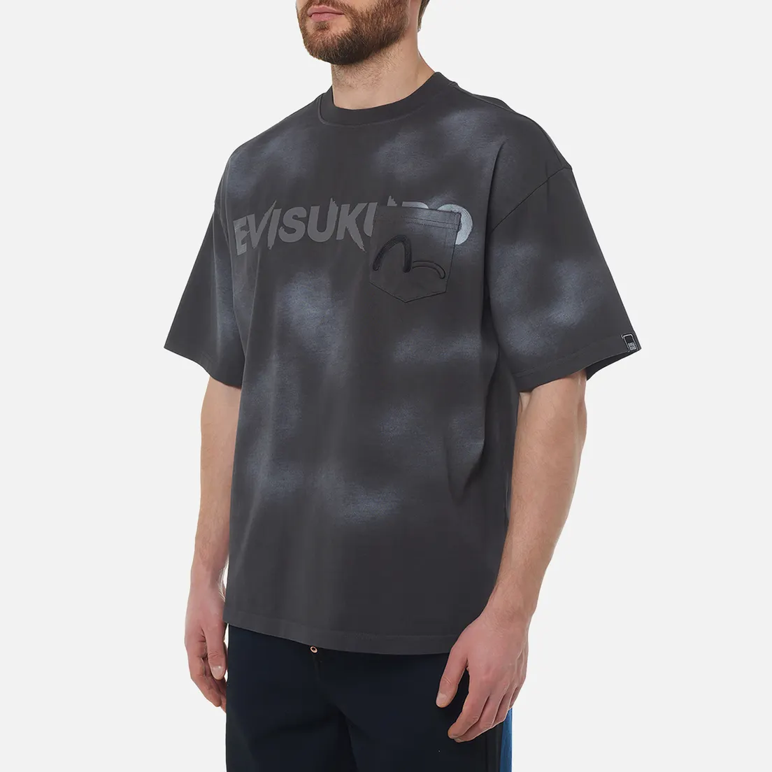 Evisu Мужская футболка Evisukuro Garment Dyed Calligraphy Logo Pocket