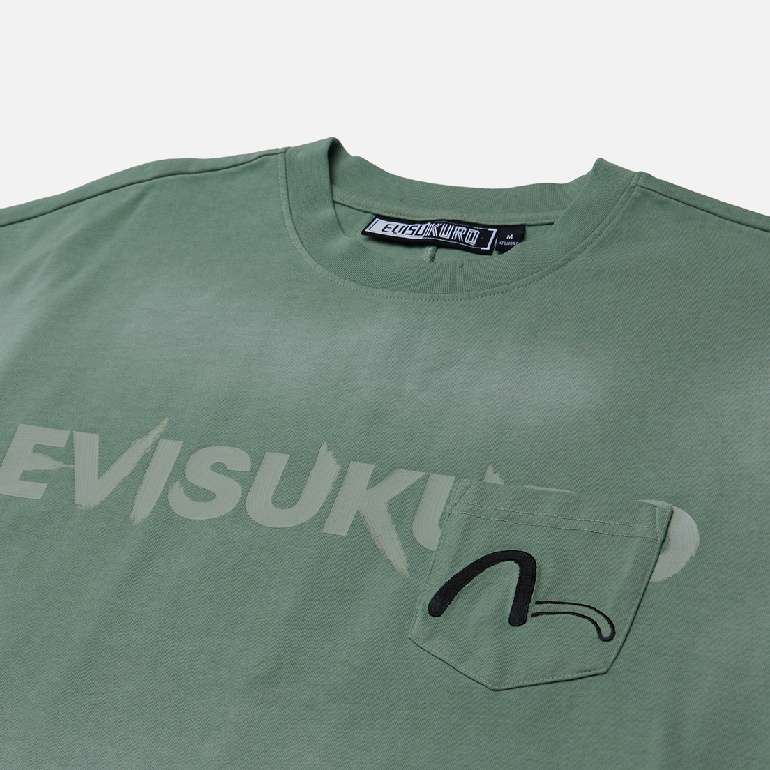 Evisu Мужская футболка Evisukuro Garment Dyed Calligraphy Logo Pocket