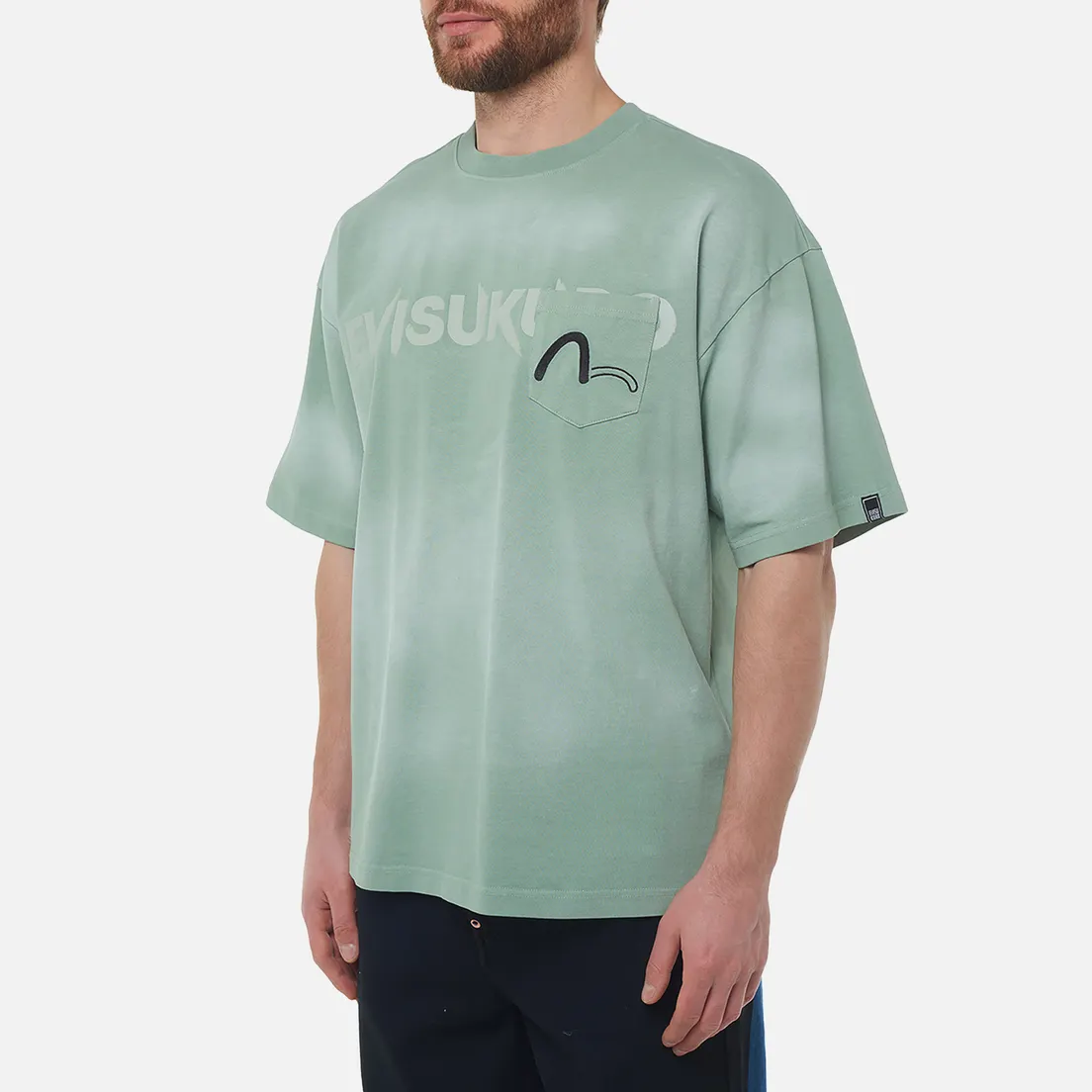 Evisu Мужская футболка Evisukuro Garment Dyed Calligraphy Logo Pocket