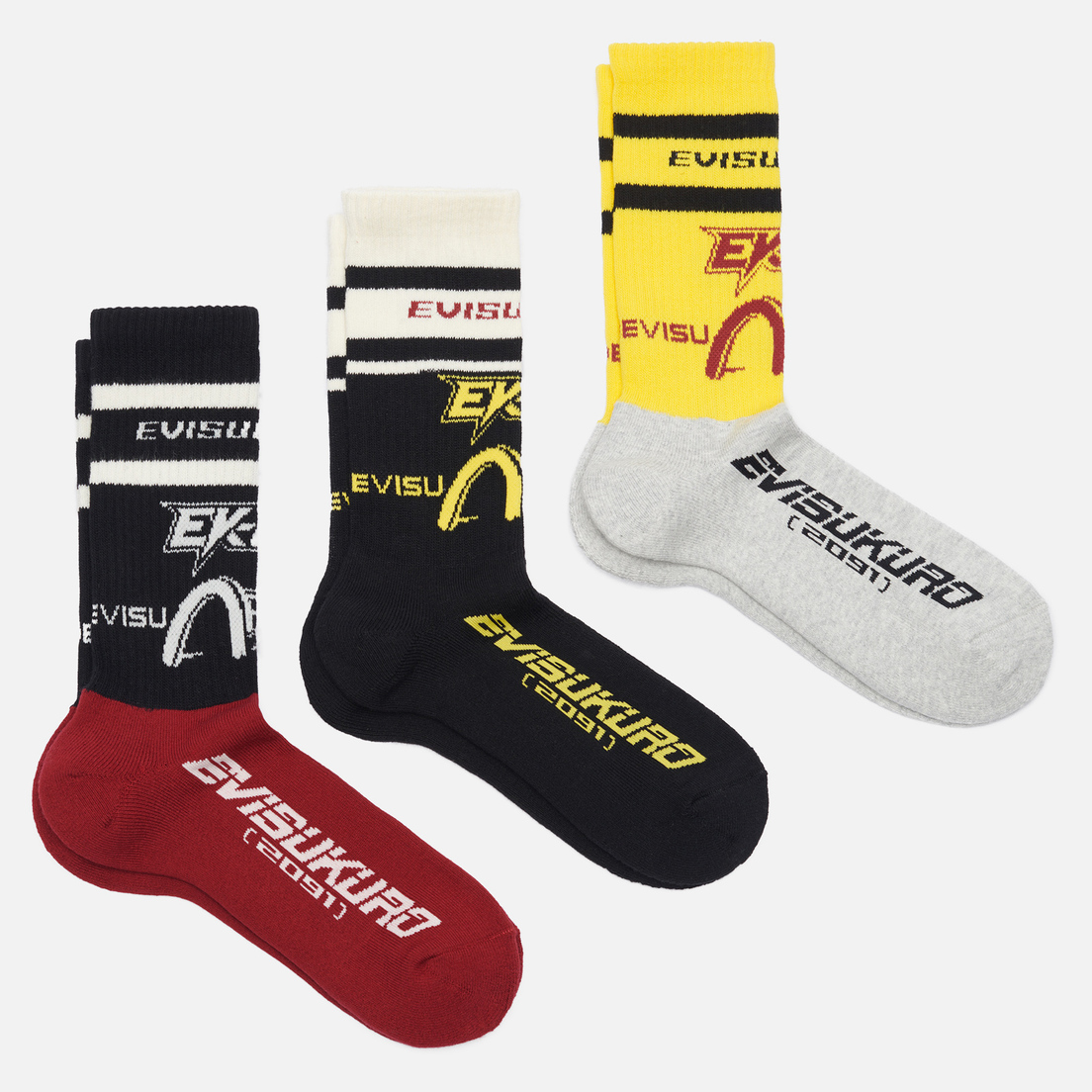 Evisu Комплект носков Evisukuro Racing Logo 3-Pack