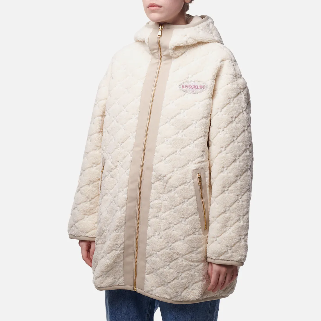 Evisu Женское пальто Evisukuro Embroidered AO Sherpa Padded