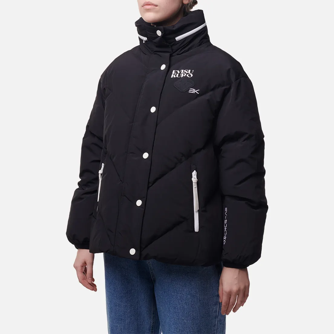 Evisu Женский пуховик Evisukuro Printed Hooded Down