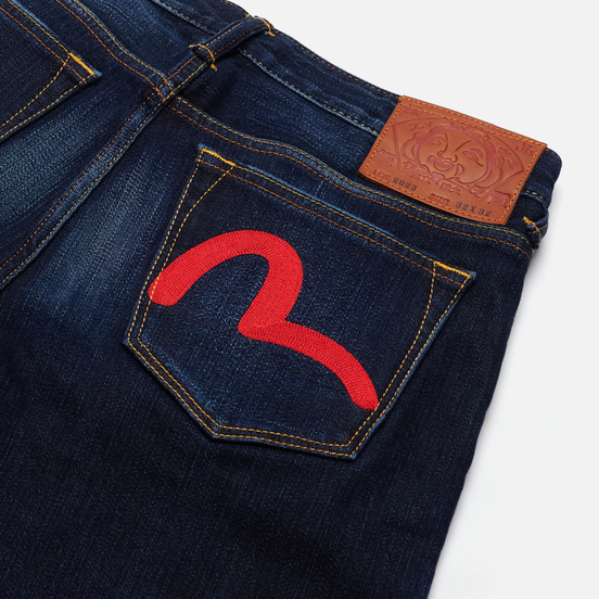 Мужские джинсы Evisu 2023 Double Embroidered Seagull Pocket Indigo Medium Tone