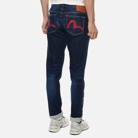 Мужские джинсы Evisu 2023 Double Embroidered Seagull Pocket Indigo Medium Tone