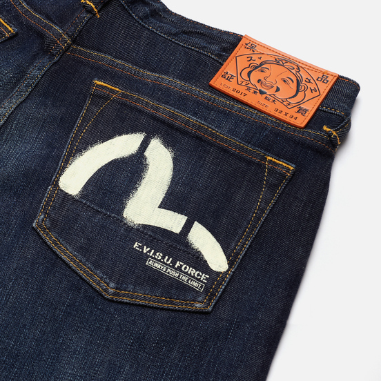Мужские джинсы Evisu 2017 Seagull Printed Pocket Indigo Dark Tone