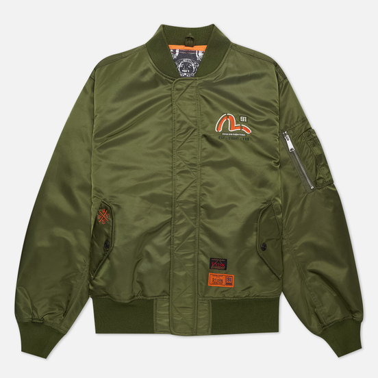 Мужская куртка бомбер Evisu Godhead Embroidery Padded MA-1 Army Green