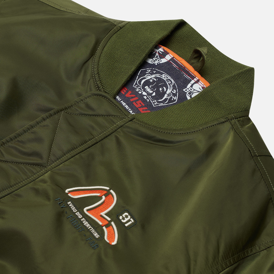 Мужская куртка бомбер Evisu Godhead Embroidery Padded MA-1 Army Green