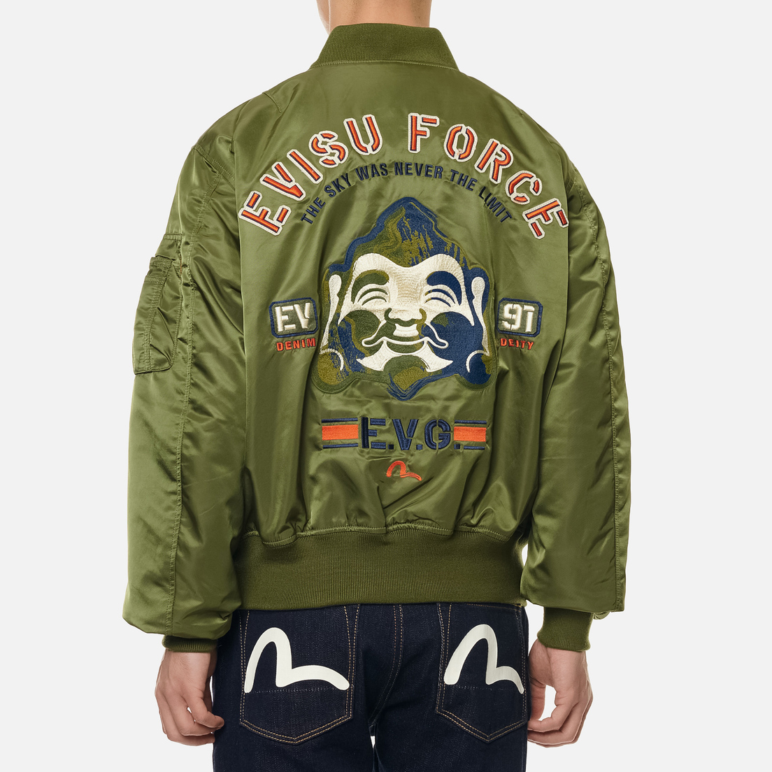 Evisu Мужская куртка бомбер Godhead Embroidery Padded MA-1