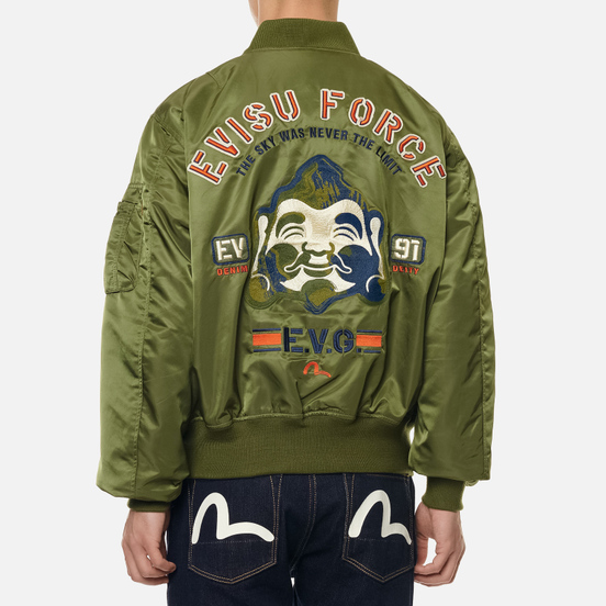 Мужская куртка бомбер Evisu Godhead Embroidery Padded MA-1 Army Green