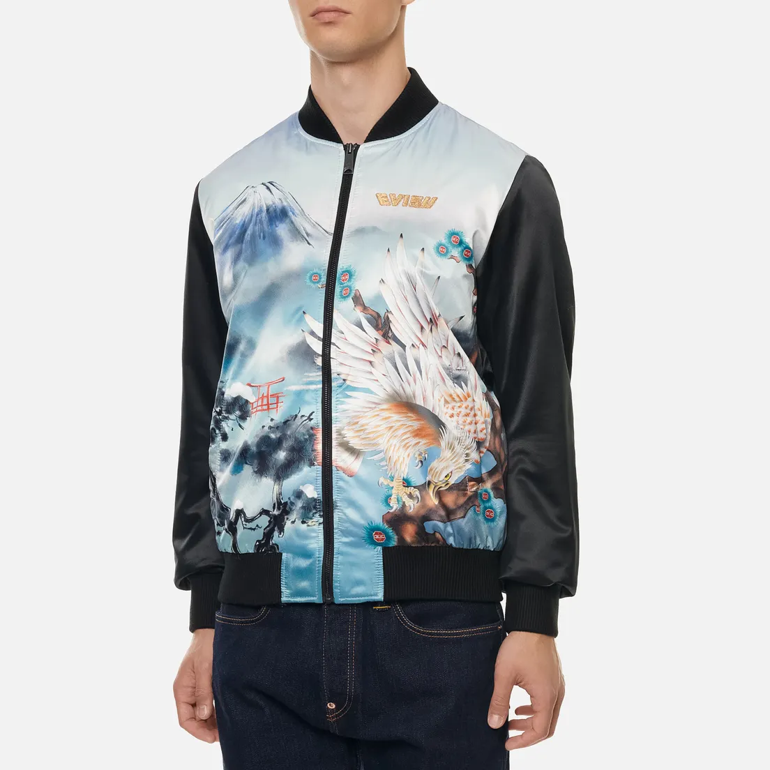 Evisu Мужская куртка бомбер Taka Fuji Mountain Allover Print