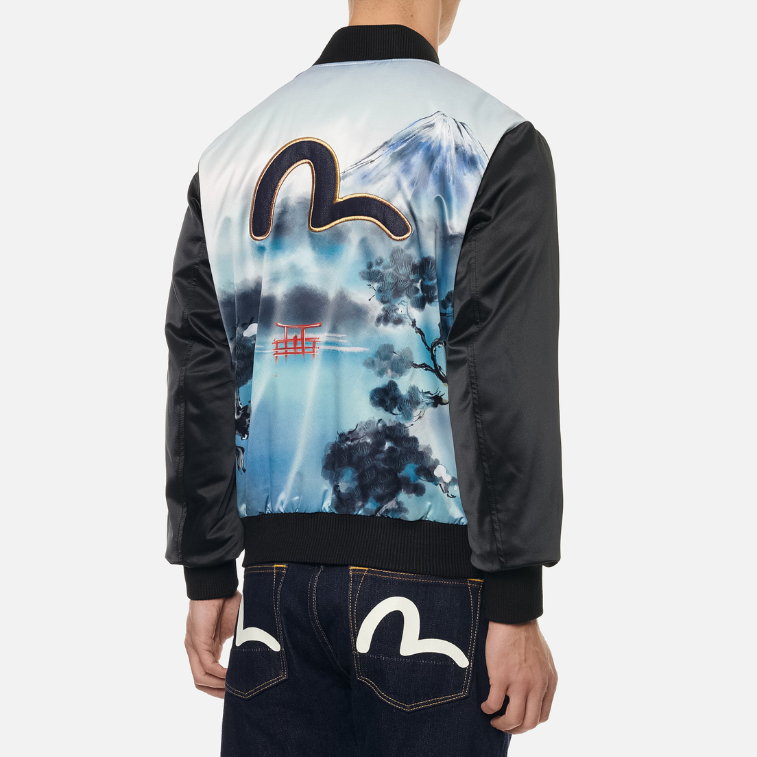 Evisu Мужская куртка бомбер Taka Fuji Mountain Allover Print
