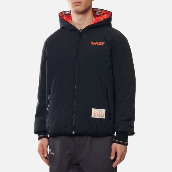 Мужской пуховик Evisu Reversible Daruma Graphic Printed Down Black/Multi