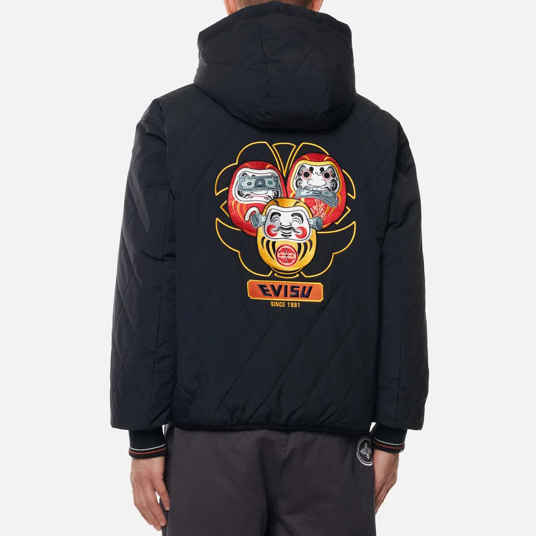 Evisu Мужской пуховик Reversible Daruma Graphic Printed Down