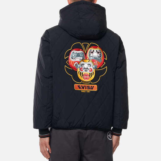 Мужской пуховик Evisu Reversible Daruma Graphic Printed Down Black/Multi