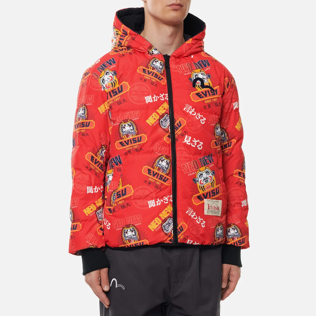 Evisu Мужской пуховик Reversible Daruma Graphic Printed Down