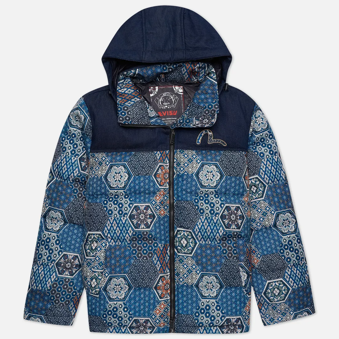 Evisu Мужской пуховик Japanese Pattern Allover Print Down