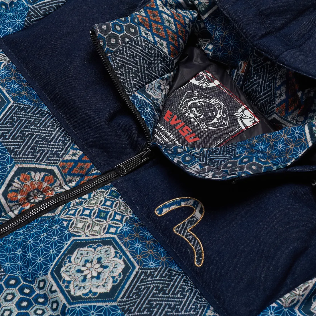 Evisu Мужской пуховик Japanese Pattern Allover Print Down
