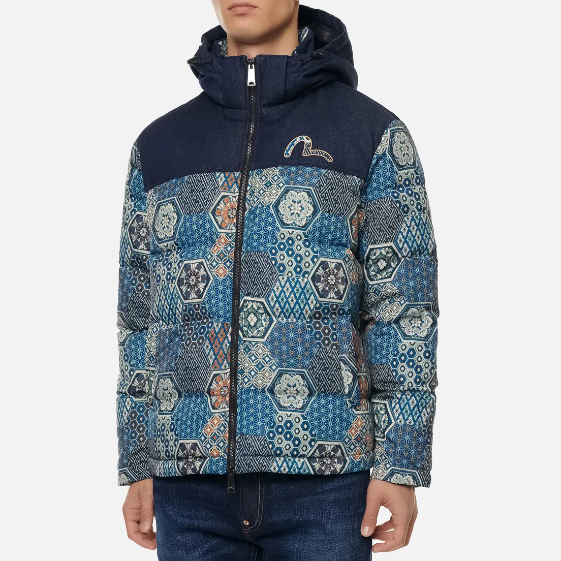 Evisu Мужской пуховик Japanese Pattern Allover Print Down