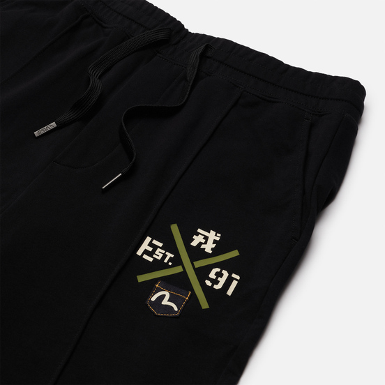 Мужские брюки Evisu Godhead Printed Wide Leg Black