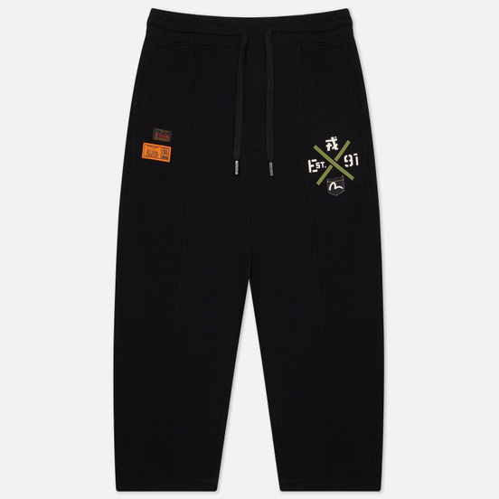 Мужские брюки Evisu Godhead Printed Wide Leg Black