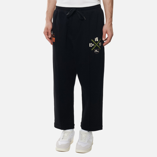 Мужские брюки Evisu Godhead Printed Wide Leg Black
