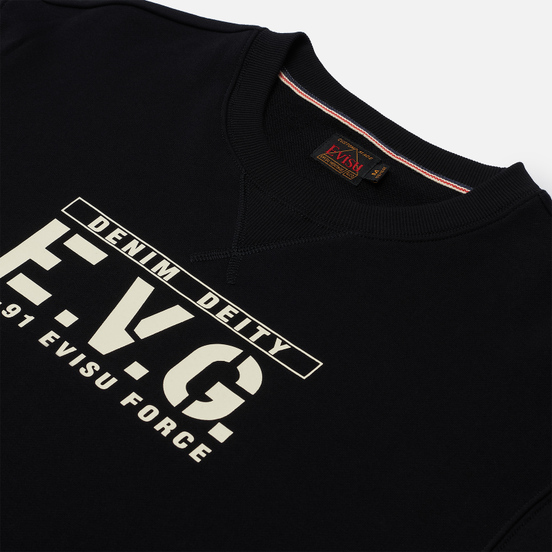 Мужская толстовка Evisu Godhead Embroidered Crew Neck Black