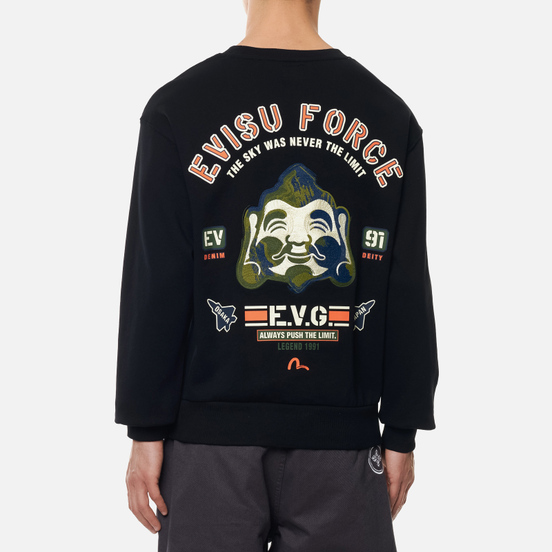 Мужская толстовка Evisu Godhead Embroidered Crew Neck Black
