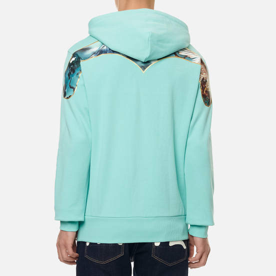 Мужская толстовка Evisu Fuji Mountain Taka All Over Print Daicock Hoodie Light Blue
