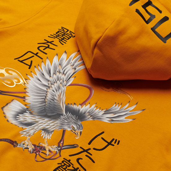 Мужская толстовка Evisu Taka With Slogan Print Hoodie Citrus