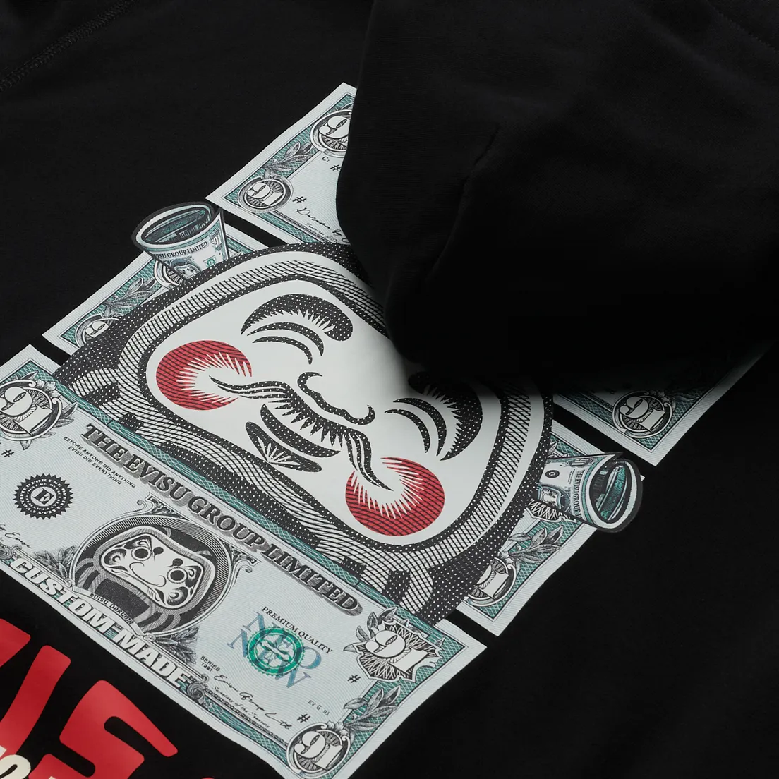 Evisu Мужская толстовка Godhead Banknote Print Zip-Up Hoodie