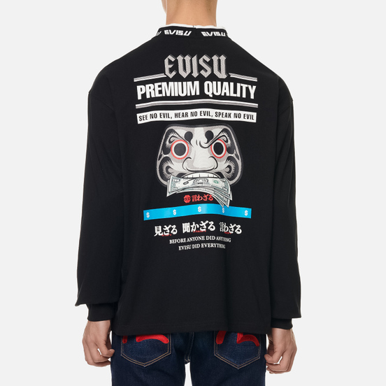 Мужской лонгслив Evisu Banknote Seagull & Daruma Print Black