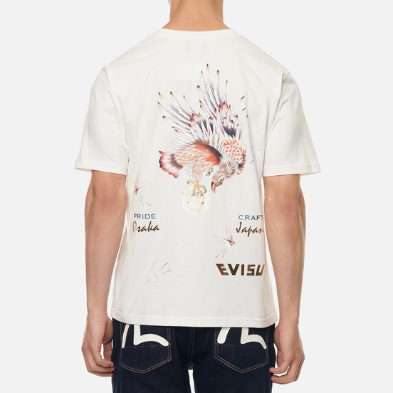 Мужская футболка Evisu Taka With Birdies Print Off White