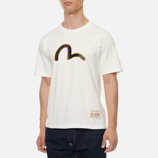 Мужская футболка Evisu Seagull And Three Wise Darumas Graphic Print Off White