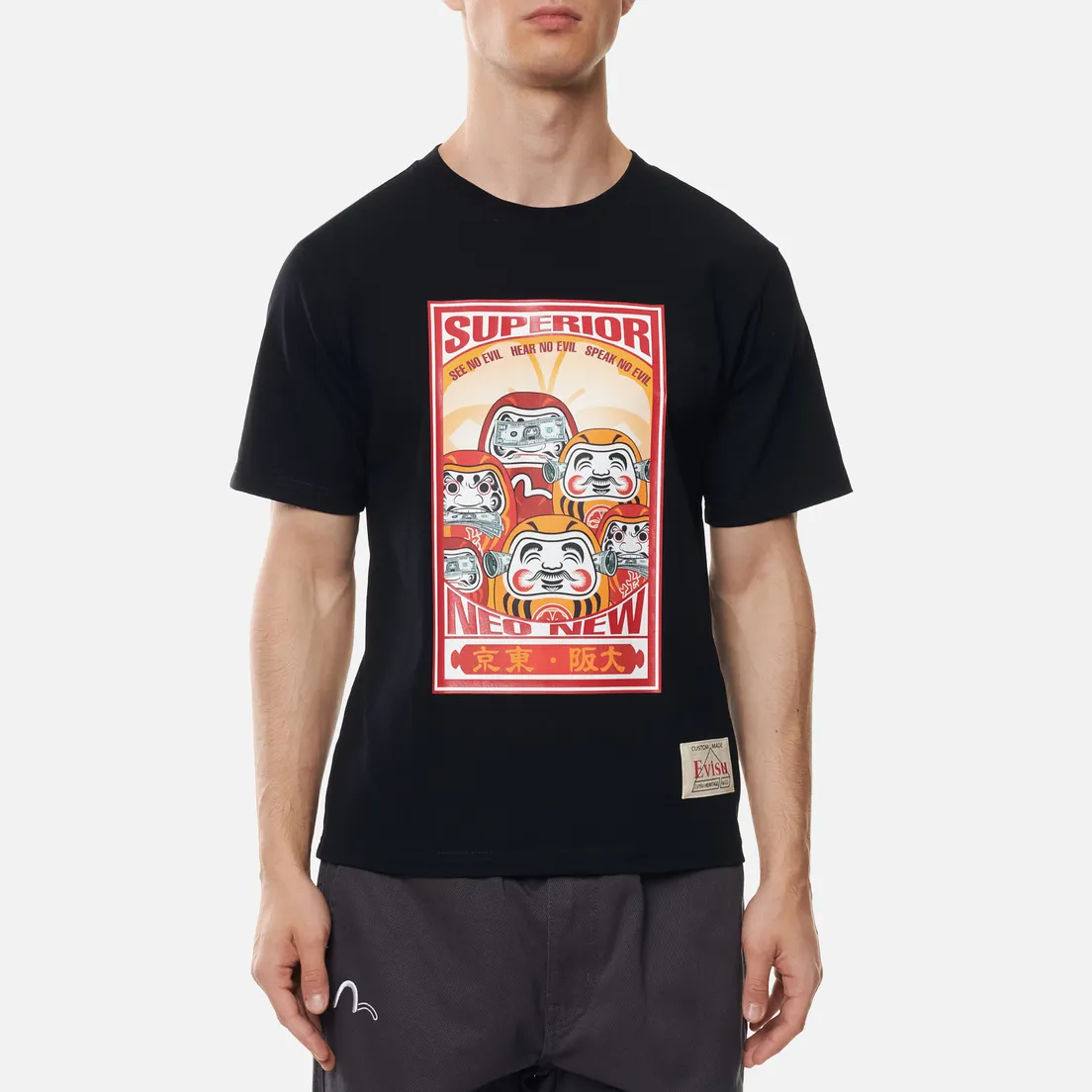 Evisu Мужская футболка Heritage Three Wise Darumas Poster Print