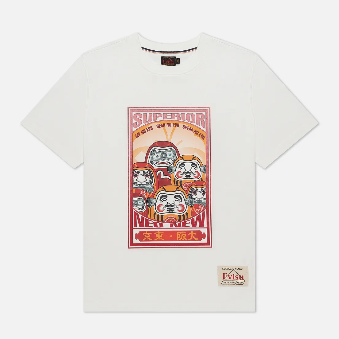 Evisu Мужская футболка Heritage Three Wise Darumas Poster Print